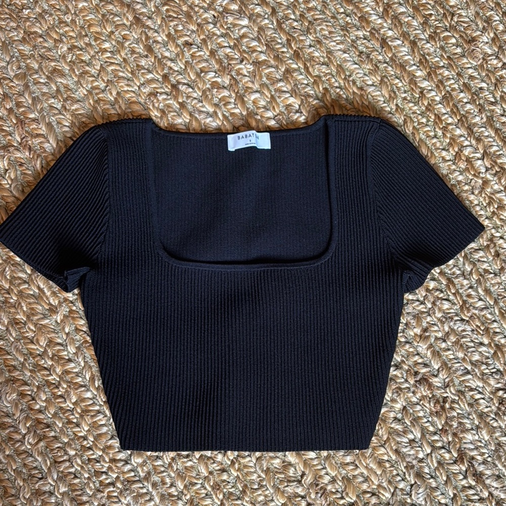 Babaton Black Ribbed Top